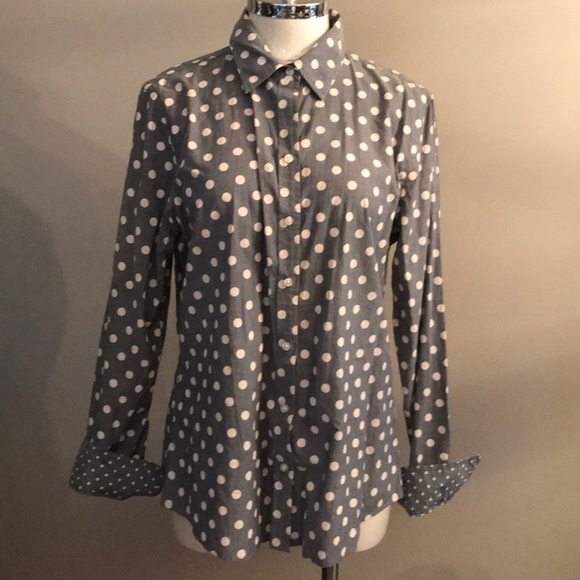 Banana Republic Tops - Banana Republic chambray polkadot oxford